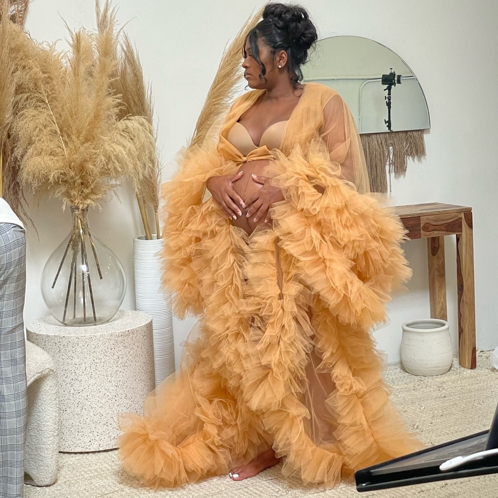 Nude Custom Made Tulle Robe - Picture 2 of 4